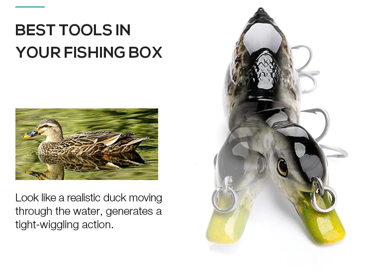 128mm 28g Jointed Duck Fishing Lures Set For Bass,Topwater Lures Duck