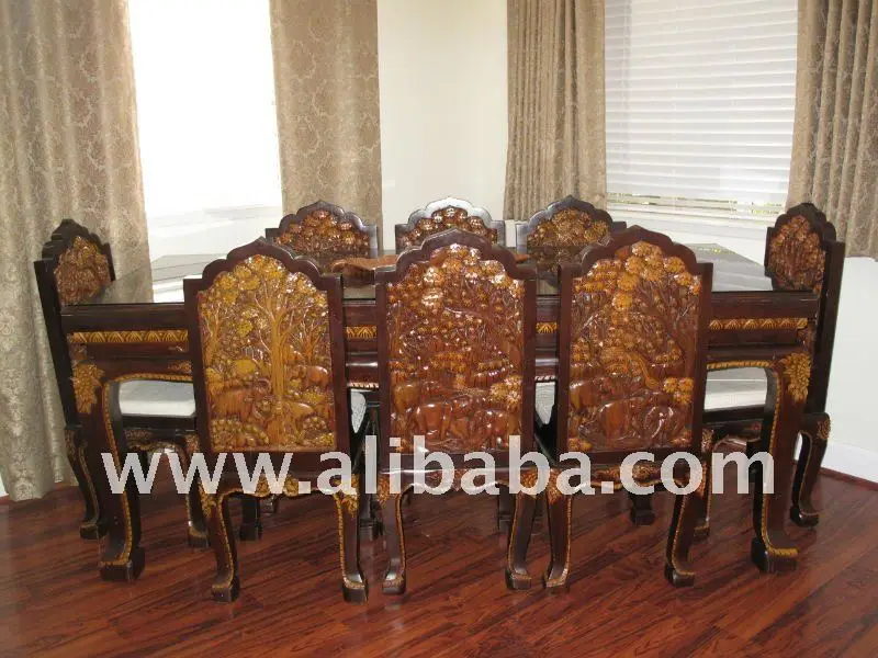 Mesa de comedor de madera tailandés set con 8 sillas mesas de ... Comedor rustico ocho sillas