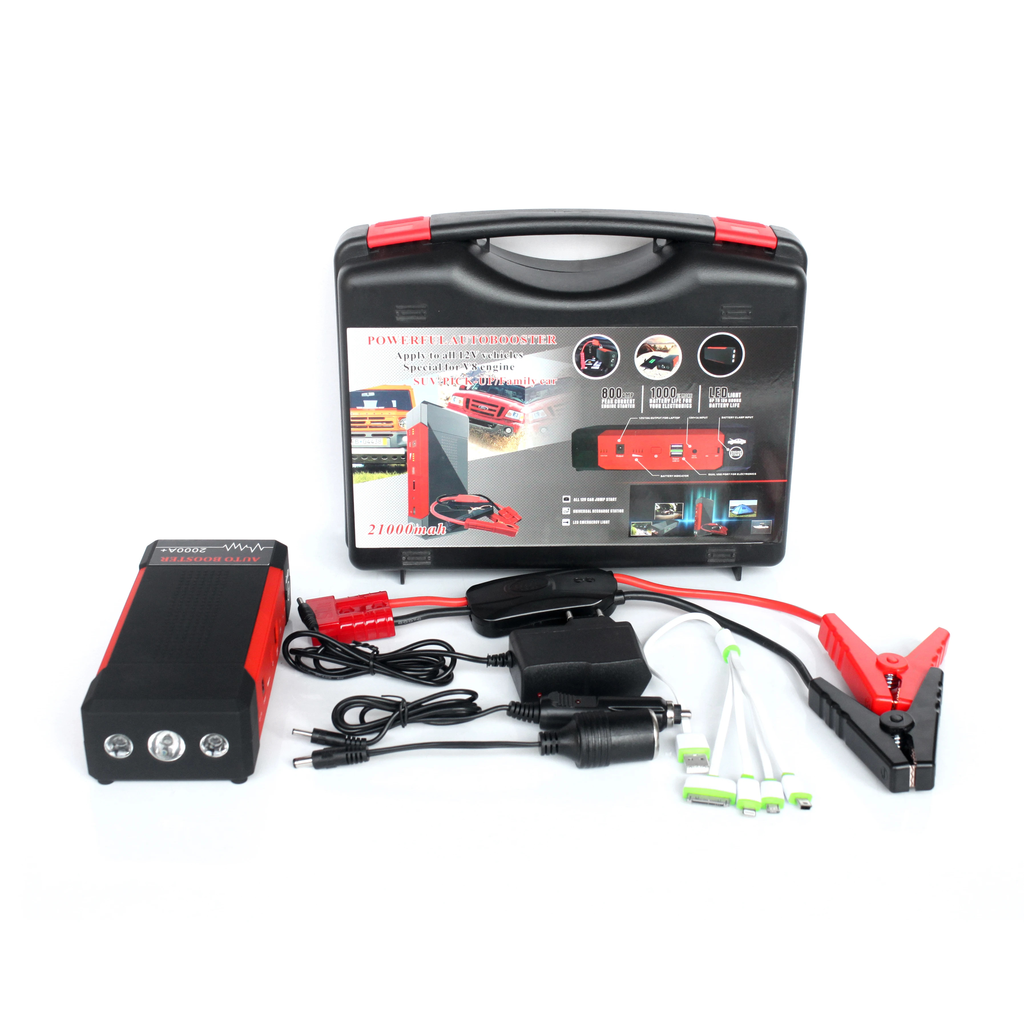Multi Function Jump Starter 12v 24v Cars Gasoline Diesel 1000a 2000a