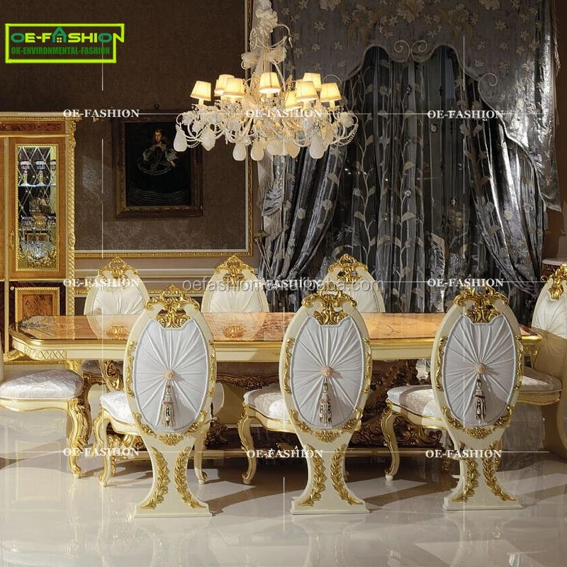 Classic unique design dinning set wooden carved dinner table luxury Dining room furniture set