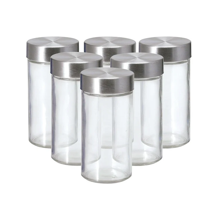 100ml Clear Round Glass Spice Bottle With Stainless Steel Lid And