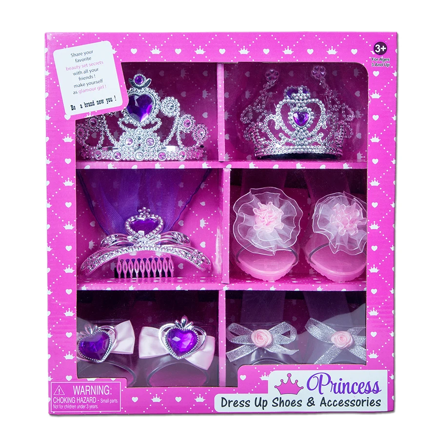 *Novelty fashion girls beauty play set toys! princess dress up set & Play Shoes and Tiara (Includes 3 Pairs of Shoes + 3 Tiaras).jpg