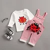2018 latest fashion top design wholesale custom beetle pattern kids girls children's clothes for sale