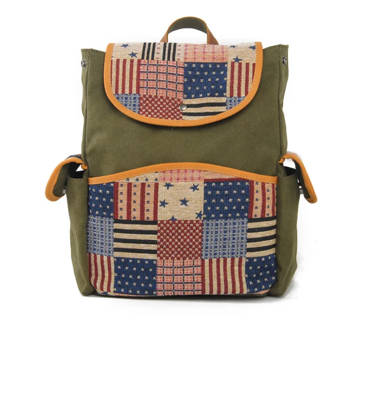 Fashion women custom canvas backpack with embroidery