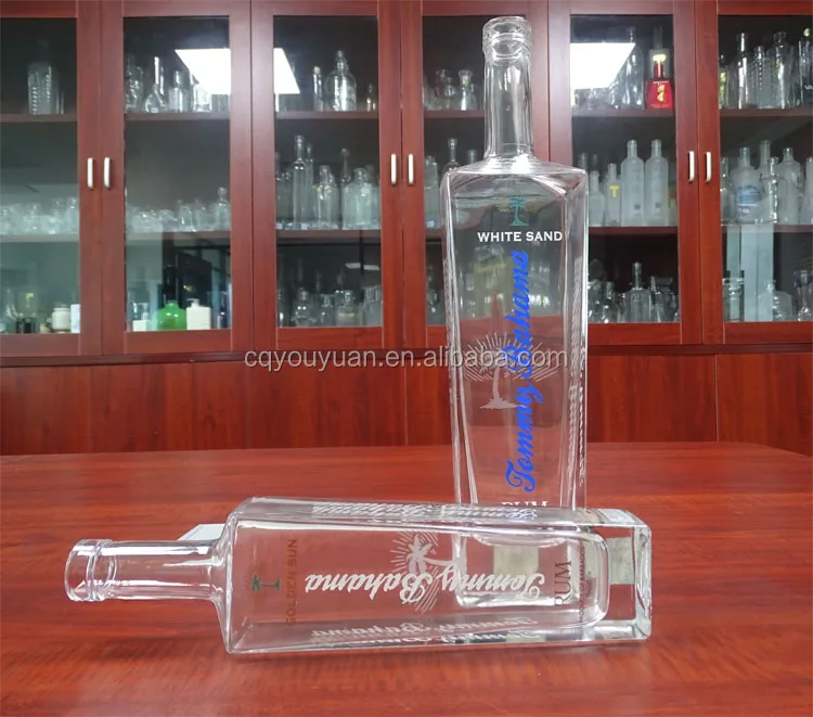 Cork Top Glass Bottle Suppliers 375ml Premium Rum Bottles Clear Square Bottle. Buy Clear