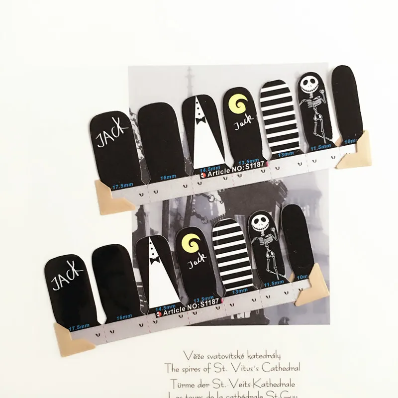 Black White JACK Skull Nail Arts Nail Sticker Waterproof Nail Decal Sticker Gel Polish French Manicure