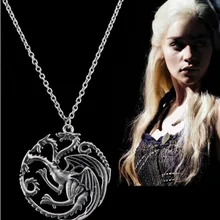 NEW The Song Of Ice And Fire Game Of Thrones Daenerys Targaryen Dragon Badge Necklace Unisex Necklaces