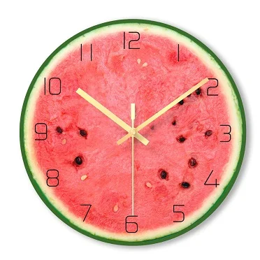 12 inch UV Printing Tempered Glass Delicious Fruit Wall clock