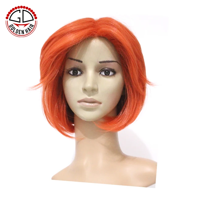 short orange cosplay wig