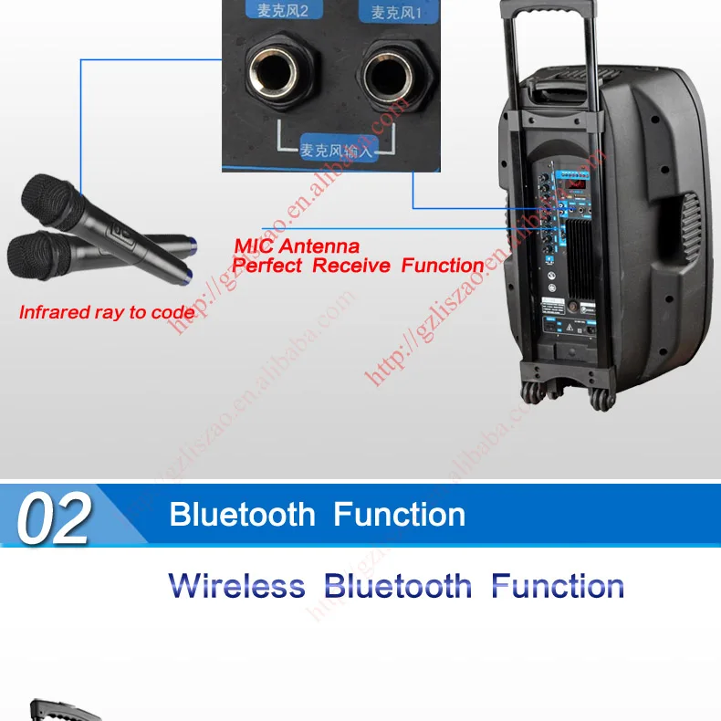 Multifunction Speaker With Big Power Amplifier /wireless Mic /remote