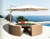 Innovative romantic style friends gathering round outdoor dining table and sofa chair bench craft wicker furniture