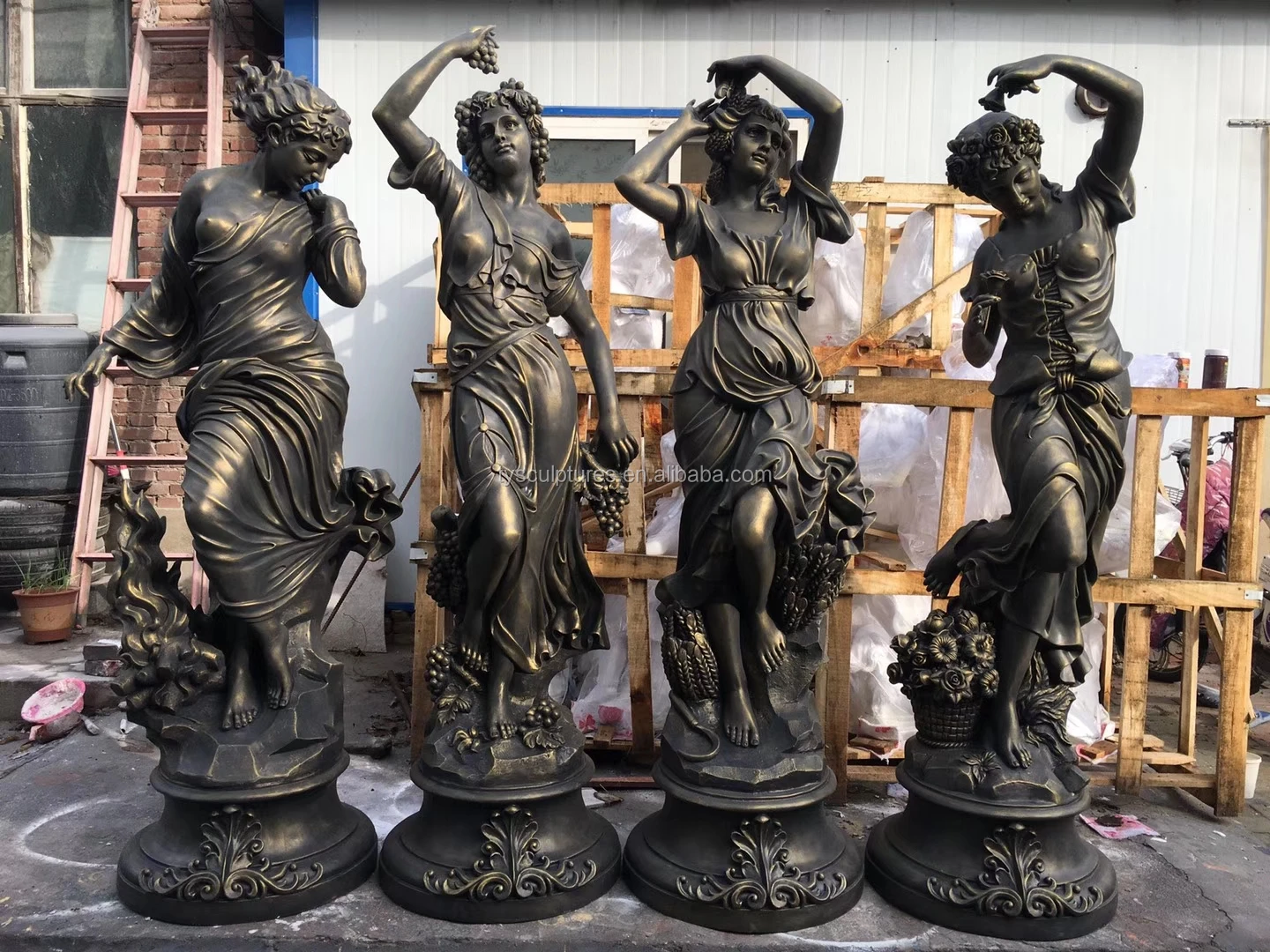 Antique Color Life Size Fiberglass Figure Sculpture Four Season Goddess