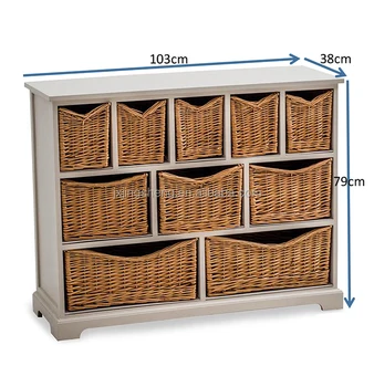 10 Drawer Bathroom Hallway Wicker Basket Storage Cabinet Unit Home 10 Drawer Bathroom Hallway Wicker