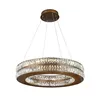 Modern single crystal round rings led chandelier living room creative restaurant luxury crystal pendant lamp