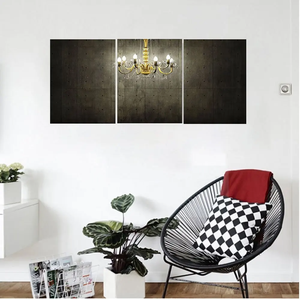 Liguo88 Custom canvas Grunge Home Decor Classic Golden Chandelier In A Dark Gothic Wooden Room Vintage Style Room Picture Bedroom Living Room Decor Golden and Olive Green