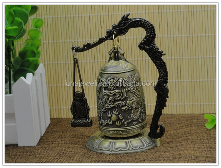 Bronze Lock Dragon Carved Buddhist Bell Good Luck Bell for Meditation Altar US