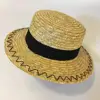 Wheat straw boter hat with band