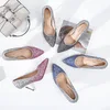 or51393b New style high heels slip-on women shoes tapered sequins pointed toes slim casual shoes
