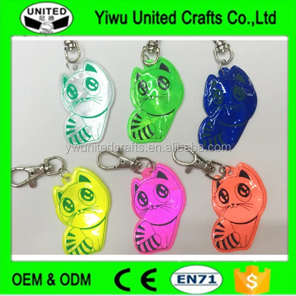 Customized Logo Plastic Led Reflective Light Keychain Led Reflective