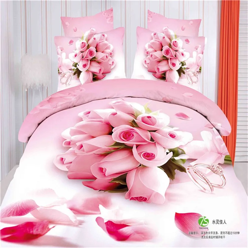 Постельное белье розовое с цветами