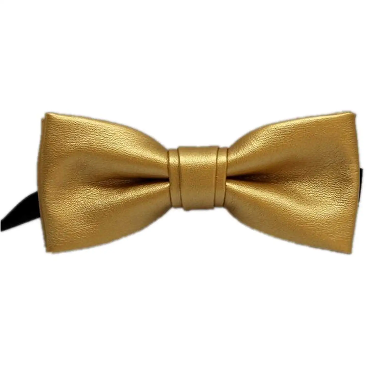 Hello Tie Pre-tied Pure Color PU Leather luxury Bow Ties Collar for Men Silver