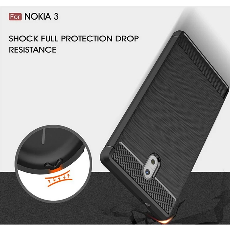 2017 New Arrival Carbon Fiber Tpu case for Nokia 3 5 6 brushed tpu case cover for Nokia 3 5 6 soft cover