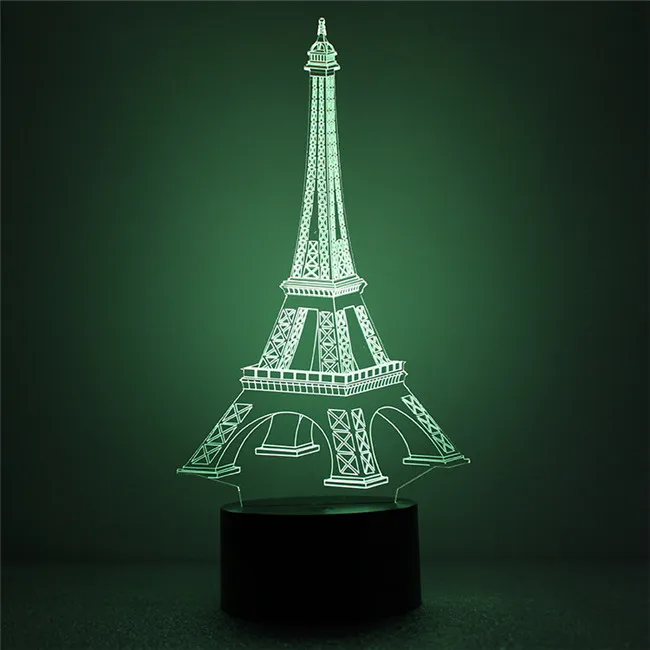 Creative visual stereo LED touch switch The gradient small night light Discus the Eiffel Tower 3 d lamp