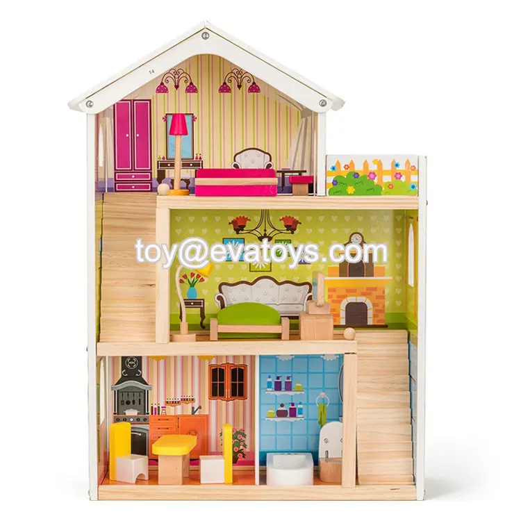 wooden dollhouse family