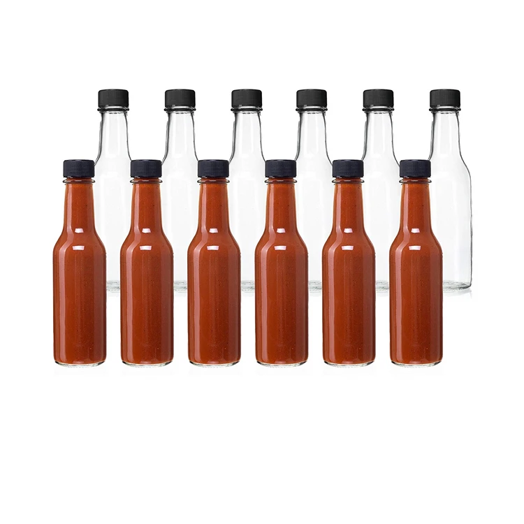 Chili Sauce Packaging 5oz Clear Hot Sauce Woozy Glass Bottle / Salad