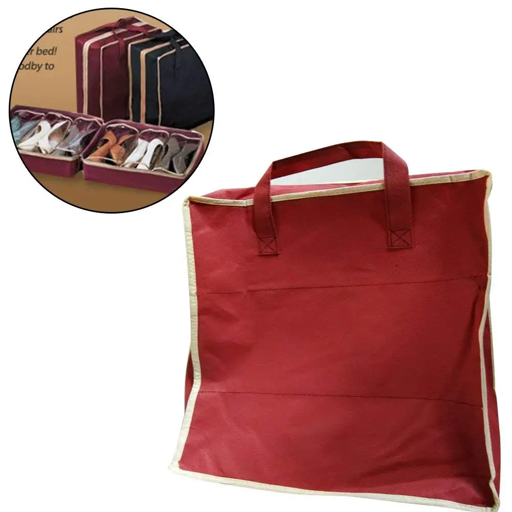 YaptheS Oxford Cloth Shoes Travel Vacation Slippers mesh Organizer Waterproof Bag Travel Shoes Bag Zipper Shoe Bag Rose red