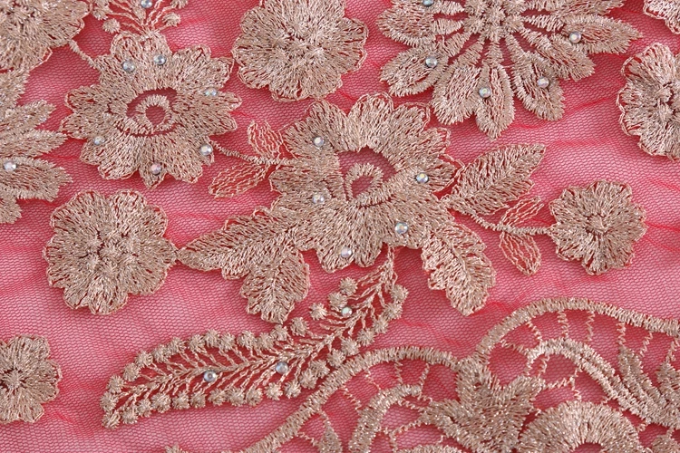 Promotional Top Quality Gold Gold Lace Fabric Embroidery Organza Swiss
