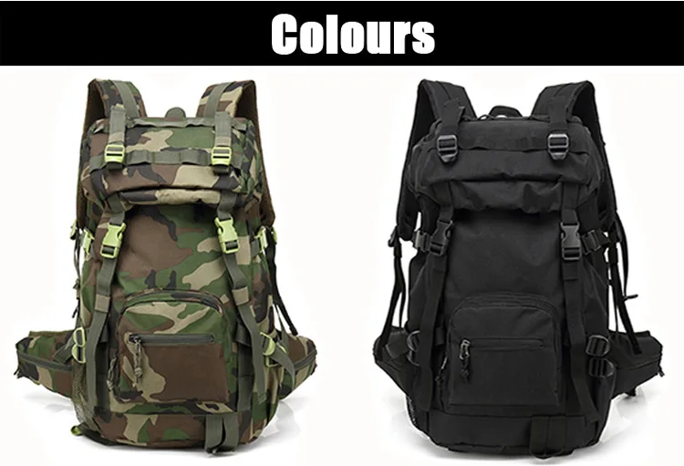 Large capacity quality military adventure outdoor durable water resistant hiking camping backpack bag for traveling