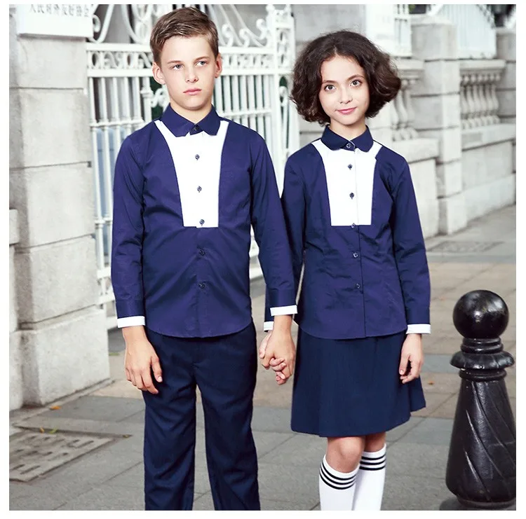 blue shirt school uniform