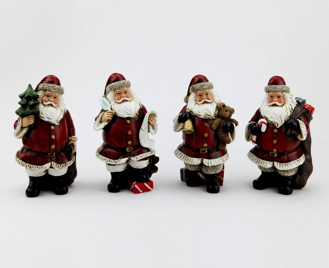 Classic Hand-painted Resin Santa Claus Figurine Set With His Bag Of ...