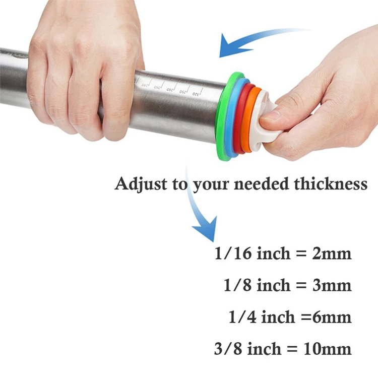 Baking Pizza Pie Dough Roller Thickness Rings Guides Pastry Metal