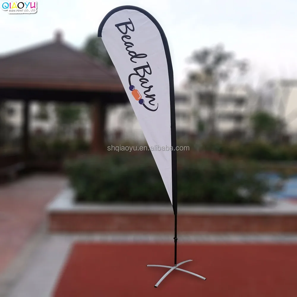 Cheap Mini Fiberglass Pole Teardrop Banner Flag With Cross Base