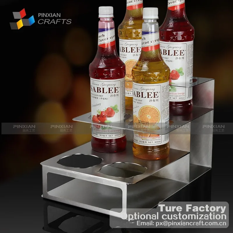 Botella de licor de botella de líquido botella pantalla rack levitando