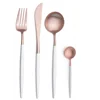 4 pc stainless steel golden cutipol design with wood handle cutlery flatware silverware set for wedding party