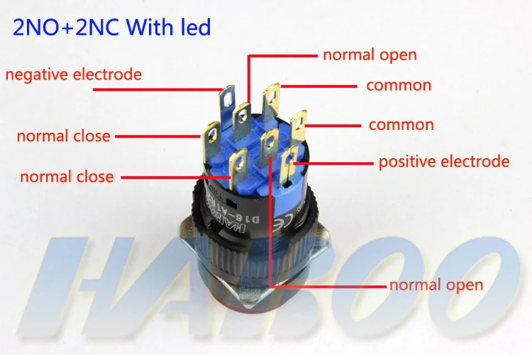 16mm led emergency stop switch 1NO+1NC/2NO+2NC led ... 2nc wiring diagram 