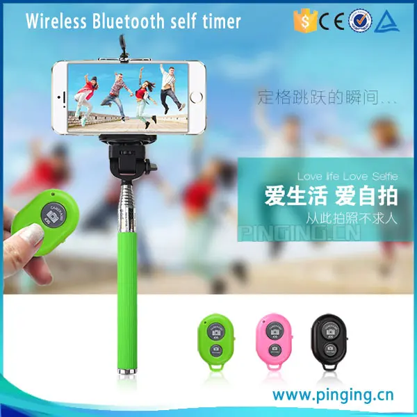 360 rotating degree aluminum bluetooth selfie stick , extendable monopod selfie stick with bluetooth shutter button