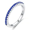 7 Colors White/Green/Blue Stone Birthstone Rings For Women Single Row Round Zircon Midi Ring Silver Color Joint Jewelry
