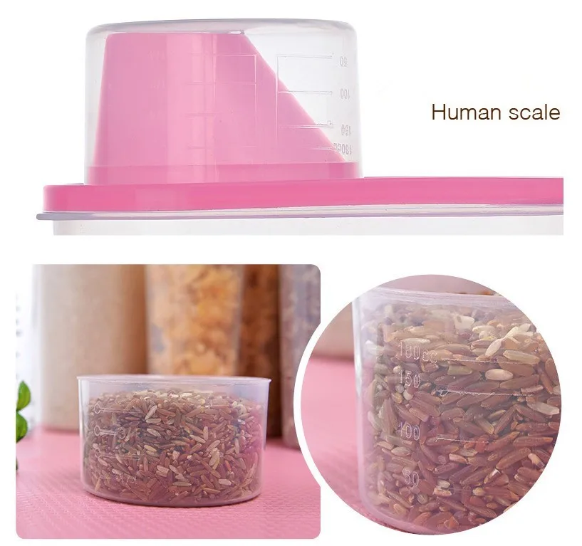 2.5L Kitchenware Seal Food Plastic Storage Box Grain Cases With Measure Scale