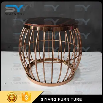 2017 New Design Rose Gold Stainless Steel Frame Black Marble Round 2017 New Design Rose Gold Stainless Steel Frame Black Marble Round Side Table