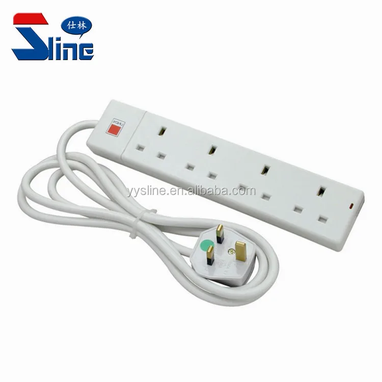 Bs 1363 Standard Uk Mains Extension Cable Leads Uk 3 Pin Plug To 4 Way