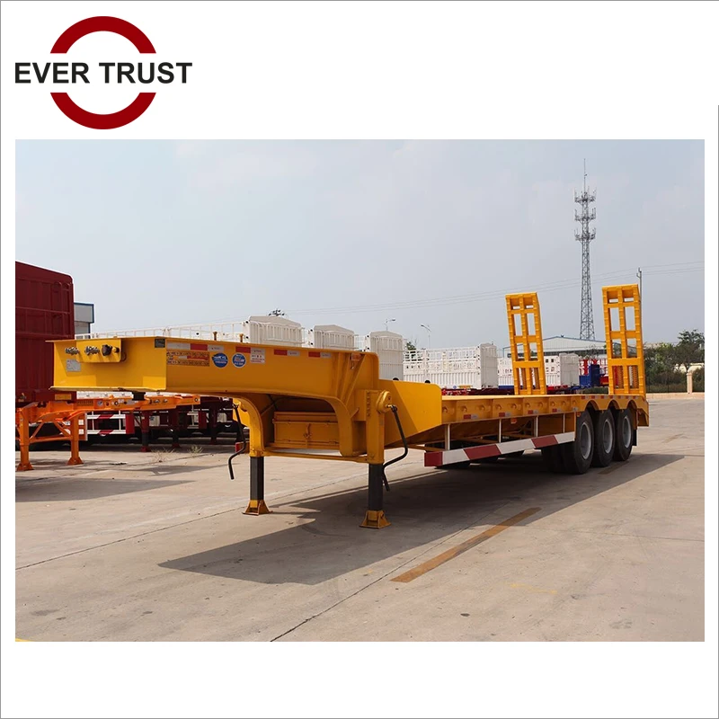 Low Price 3 Axle Low Bed Truck Trailer 100 Ton 3 Axle 80 Ton Heavy Machinery Low Bed Trailer