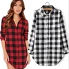 /product-detail/oem-wholesale-women-fashion-button-down-polo-neck-plaid-flannel-long-sleeve-blouse-casual-tunic-shirt-dress-60415555259.html