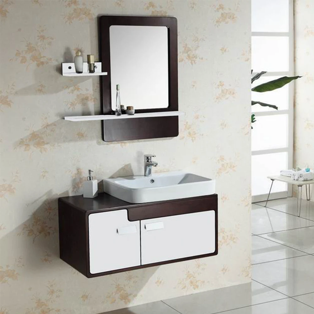 Wall Hung Tall 900mm Length Washbasin Design Wood Bathroom Mirror