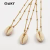 WT-JN037 Wholesale lot New coming Beautiful with gold trim Pearl for women Design Jewelry Natural white shell Necklace