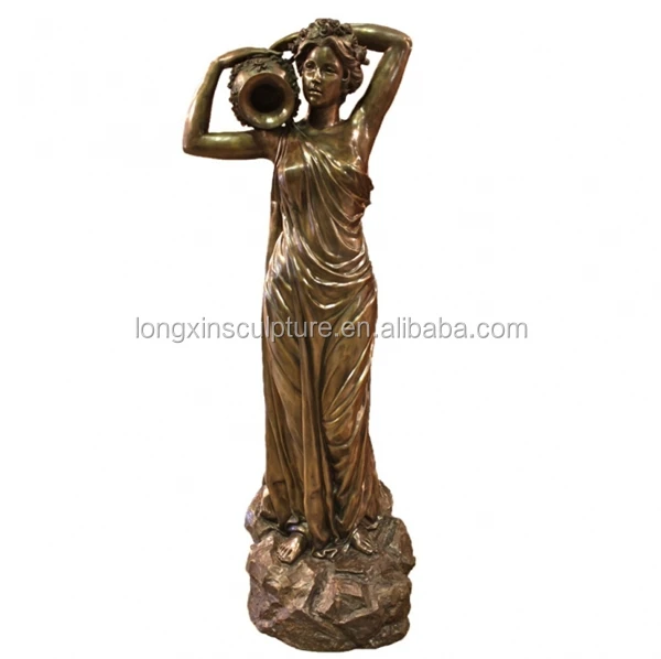 Bronze Lady Pouring Water Fountain. 
