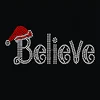 Factory Price Christmas Hat Believe Letters Wholesale Rhinestone Heat Transfer Design